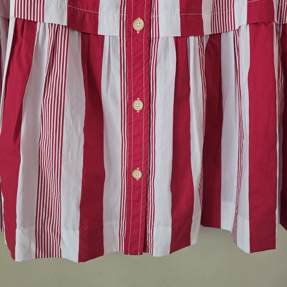 J. CREW Womens Striped Cotton‎ Poplin Drawstring Button Up Skirt Size Large - Picture 5 of 8